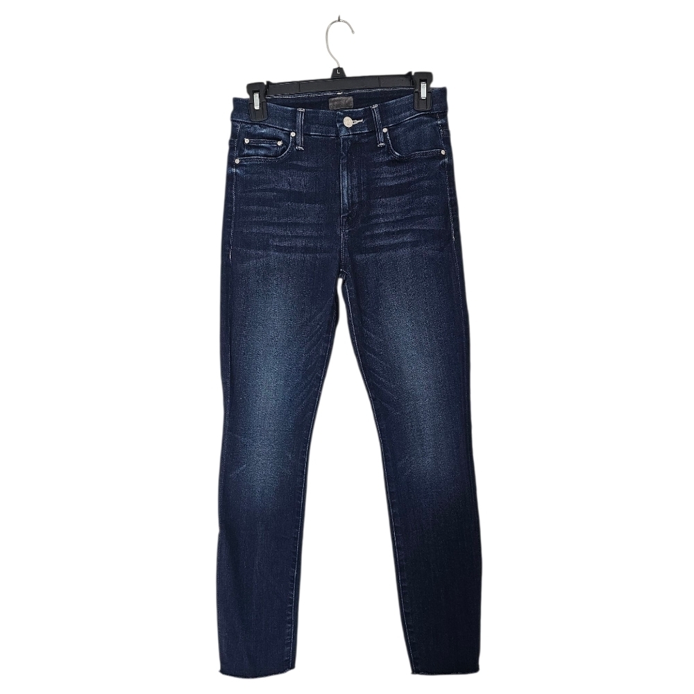 MOTHER High Rise Waisted Looker Ankle Fray Skinny Blue Jeans 27 Preowned